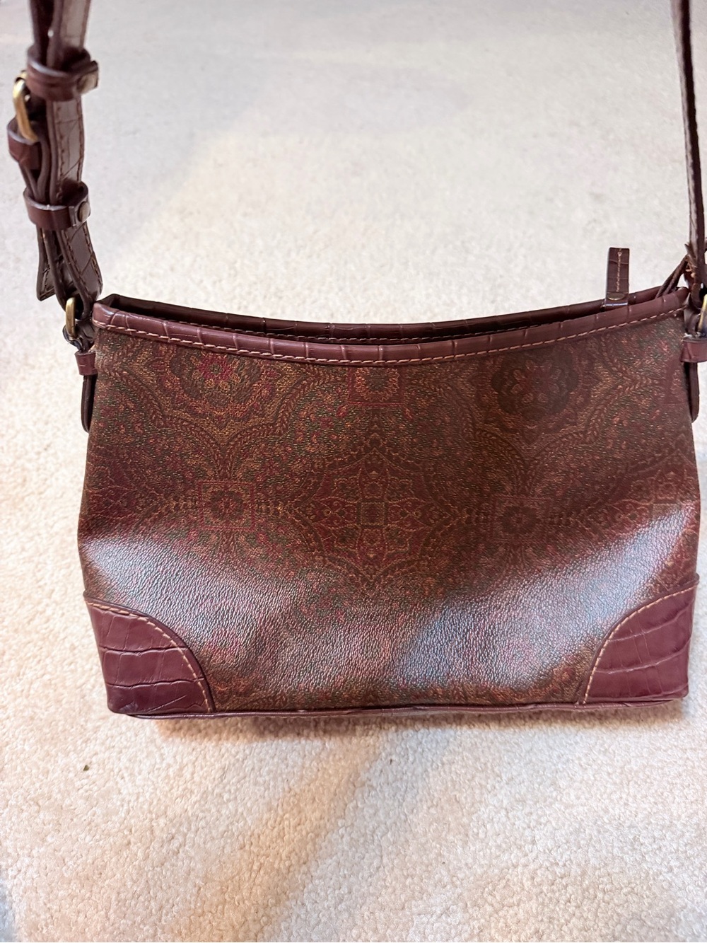 Vintage Relic Maroon Patterned Handcrafted Crossbody Bag